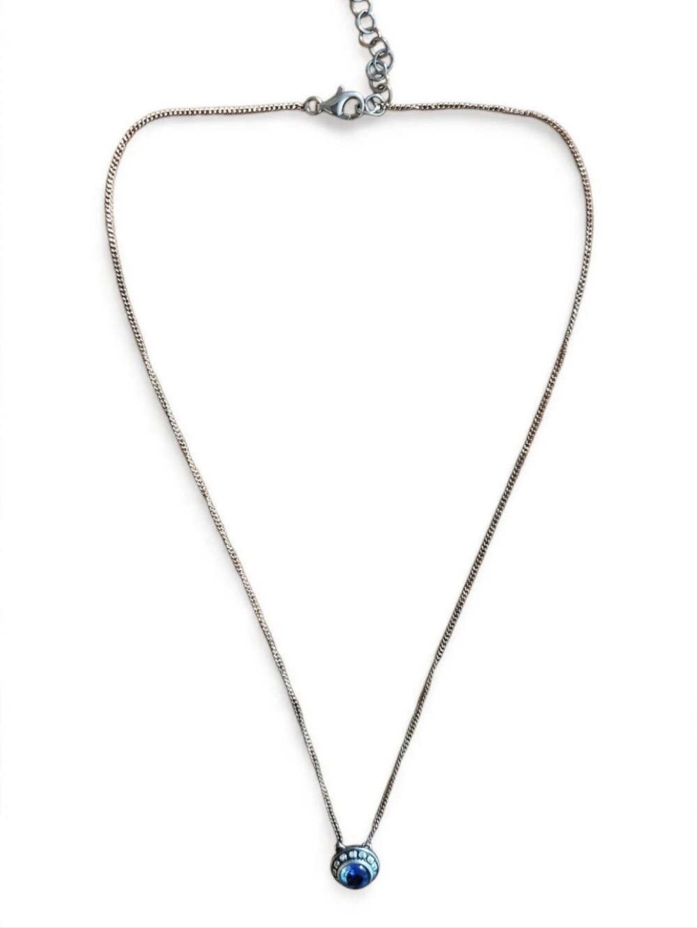 Silpada Style Sterling Silver Blue Halo Necklace - Tanzanite / Blue Topaz CZ Pen
